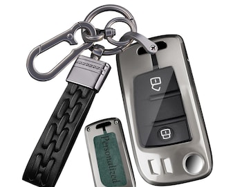 Custom Laser Engraved Leather Key Fob Cover compatible with Isuzu D-Max MU-X 2012-2020