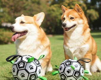 Interactive Dog Rugby Toy Woven Strap Durable Floating Water Tug Ball For Small Medium Dogs Indoor Outdoor Chew Fetch Training Pet Play Toy