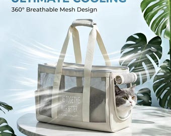 通気性に優れた夏用ペットキャリーバッグ（猫用） – 持ち運び可能なメッシュ製トラベルトート、軽量ハンドヘルド子犬・子猫用キャリーバッグ、通気性の良いケージ