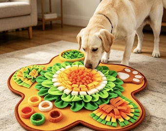 Machinewasbare bloemensnuffelmat voor honden en katten, groot formaat slowfeederpad, interactief neusspeelgoed Verlicht verveling en angst bij huisdieren
