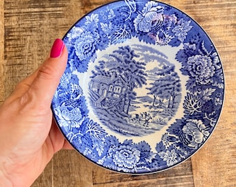 Vintage Enoch Woods 'english Scenery' Blue and White Side Plates