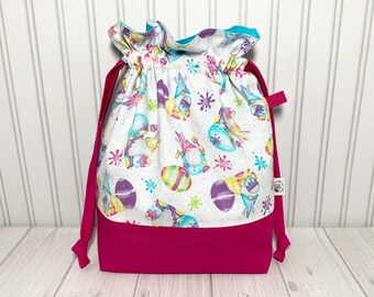 Easter Gnomes Drawstring Project Bag, Knitting Project Bag, Crochet Project Bag