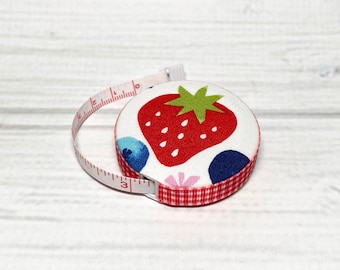 Summer Berries Fabric Covered Retractable Tape Measure