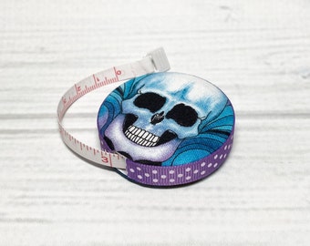 Floral Skeletons Fabric Covered Retractable Tape Measure
