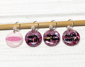 Clueless Knitting Stitch Marker 4 Piece Set, Crochet Stitch Marker 4 Piece Set