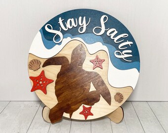 Stay Salty Stand Art, Sign Art, Wood Art, Art with Stand, Home Decor