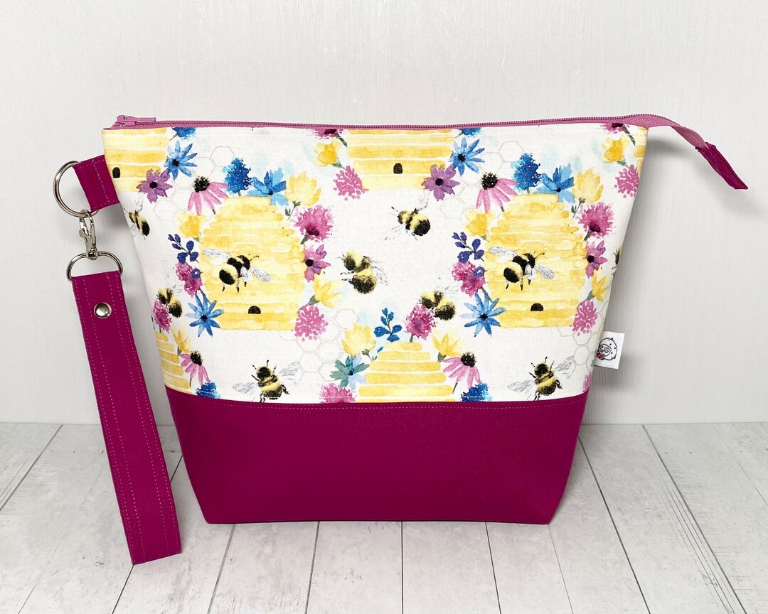 Beehives Zippered Project Bag, Knitting Project Bag, Crochet Project Bag Etsy