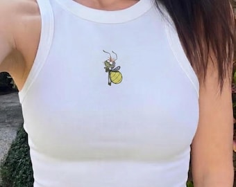 Embroidered Ray Firefly Tank Top, Princess and the Frog Ribbed Tank, Tiana Disney Shirt, Evangeline Vacation Crop Top