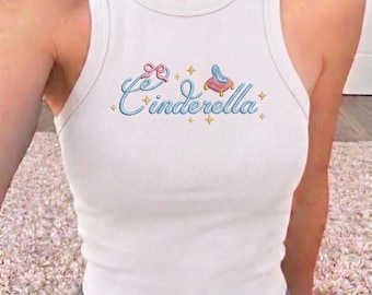 Embroidered Cinderella Tank Top, Disney Princess Tank, Coquette Disney Tank, Cinderella Princess Shirt, Cinderella Castle Shirt, Disney Trip