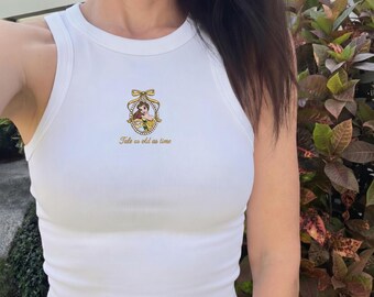 Bestickte Belle inspiriert Tank Top, Die Schöne und das Biest Prinzessin Crop Top, Geschichte so alt wie die Zeit, Disney Prinzessin Tank, Disney Trip Outfit