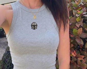 Besticktes Mandalorian Tank Top, Star Wars Crop Tank, Star Wars The Mandalorian und Grogu Shirt, Disney Galaxy Edge Outfit Tee
