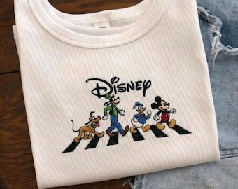 Disney Friends besticktes Tanktop, Mickey Donald Pluto Pluto gerippter Crop Tank, süßes Disney Urlaub Shirt, Magic Kingdom Outfit Tee