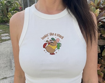 Geborduurde Gus Gus-tanktop, lookin Like a Snack-shirt, Assepoester Disney-tanktop, Disney Sidekick-tanktop, Disneyland Trip-top, cadeau voor haar