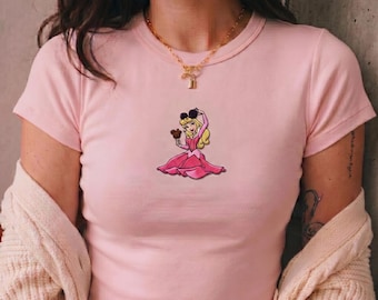Besticktes Aurora Baby T-Shirt, Dornröschen Prinzessin Crop Top, Disney Prinzessinnen Shirt, y2k Disney T-Shirt, Disneyland Passendes Outfit