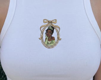 Tiana besticktes Tanktop, Prinzessin und der Frosch Coquette Tank, Disney Prinzessin Tiana Shirt, Tianas Bayou Abenteuer, Disney Girls Trip