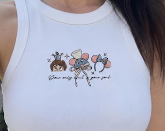Ratatouille besticktes Tanktop, Disney Coquette Shirt, Jeder kann Paris France Tank kochen, kleiner Koch, süßes Pixar Ratatouille