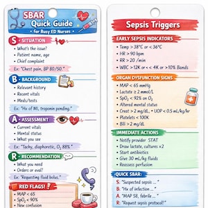 SBAR + Sepsis Badge Buddy | Nurse Reference Card | ED Nurse Gift