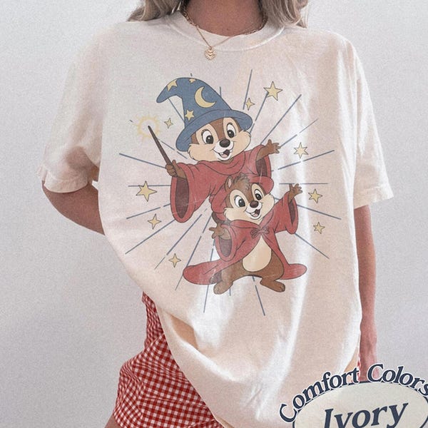 Vintage Disney Chip N Dale Costume Mickey Sorcerer Comfort Color Shirt, Disney Trip Shirt, Disneyland Family Matching Shirt, Disney 2026 Tee