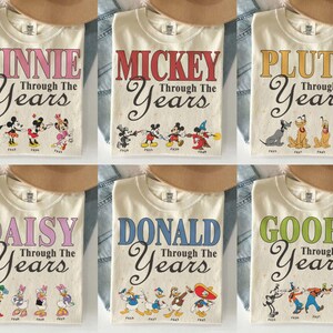 Vintage Mickey and Friends Through The Years Comfort Colors Shirt, Classic Mickey Pose Tee, Disney Vacation 2026 Matching, Disney Characters