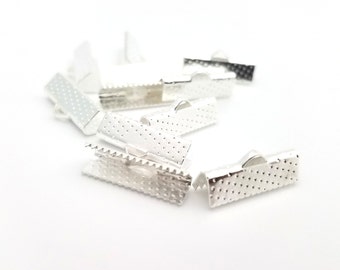 50 PCS - 20MM Ribbon End Crimps Clamp Loop Platinum R0012