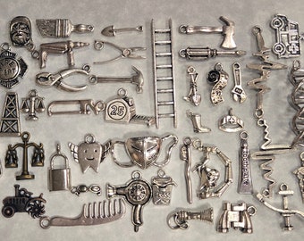 100 grams (Occupations Themed) Mix Alloy Charm Lot Bulk Assorted Wholesale Priced Alloy Charms Pendants for Jewelry Making