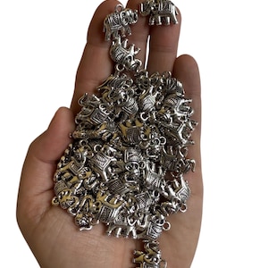 60 pieces Silver Tone Elephant Wholesale Priced Alloy Charms Pendants for Jewelry Making