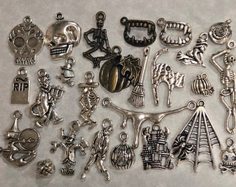 100 grams (Halloween Themed) Mix Alloy Charm Lot Bulk Assorted Wholesale Priced Alloy Charms Pendants for Jewelry Making