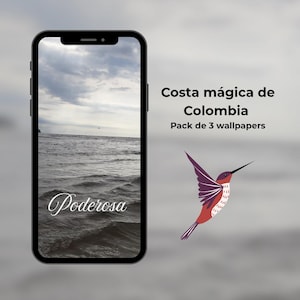 Fondo de pantalla Poderosa, Costa Mágica de Colombia, Wallpaper motivacional en Español, Set of 3