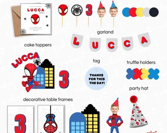 Set de fiesta de arañas | Adorno para pastel | Decoración de cumpleaños de araña heroína | Fiesta infantil