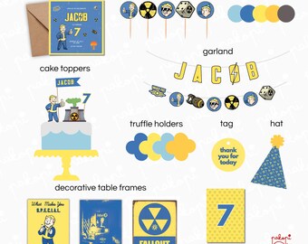 Fiesta temática de Fallout | Adorno para pastel | Decoración de cumpleaños con temática de videojuegos vintage | Fiesta infantil