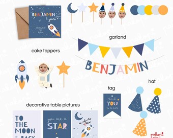 Fiesta temática de astronautas | Adorno para pastel | Decoración de cumpleaños espacial | Fiesta infantil