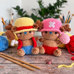 Chopper Cosplaying Luffy Virkmönster One Piece Inspirerad Amigurumi PDF Söt Renvirkad Docka Kawaii Animefigur PlyschGör-det-själv Virkning