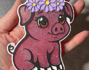 Hand-Painted Floral Pig Freshie