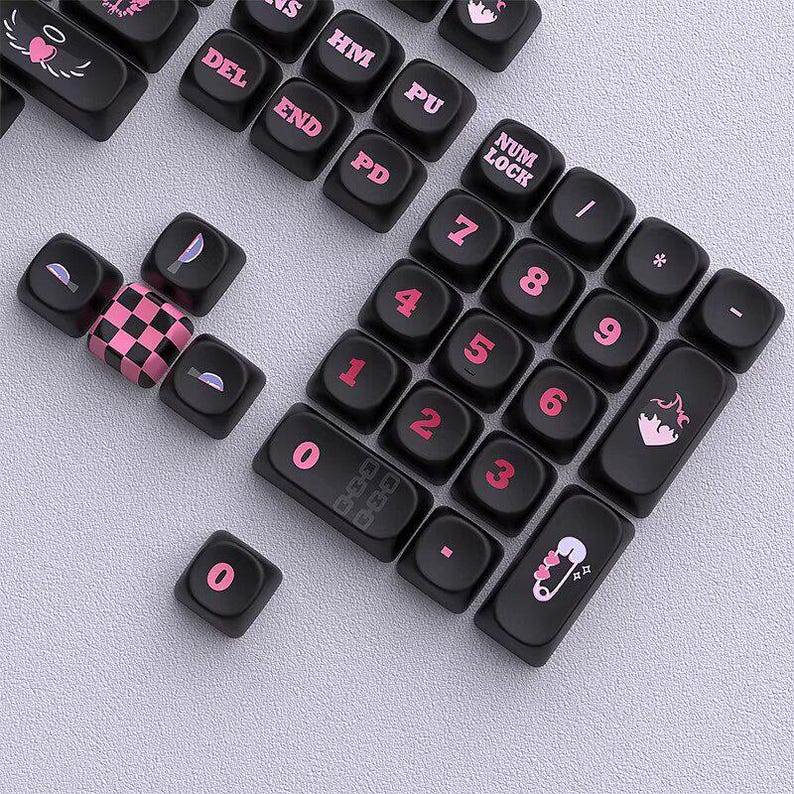 Black Pink Emo Aesthetic Keycaps – Gothic Checkerboard Mechanical ...