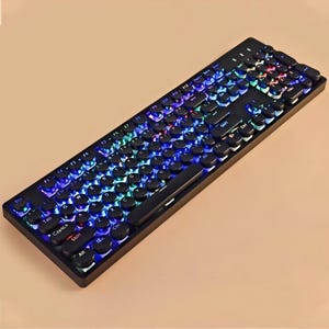 レトロラウンドパンクキーキャップセット、タイプライター風メカニカルキーボードキーキャップ、104キー円形キーキャップ、カスタムゲーミングキーボードアクセサリー