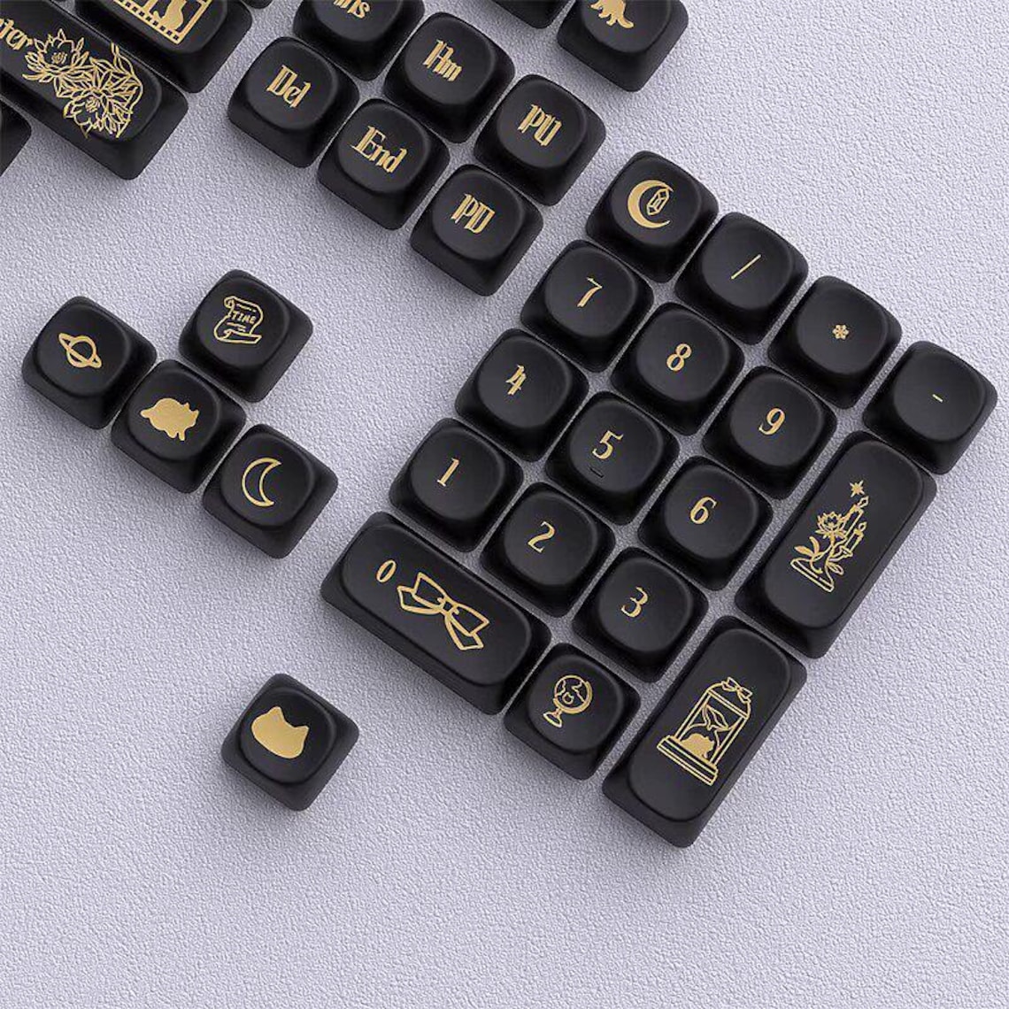 Goth Key Cap Set Black Gold Gothic Aesthetic Keycaps – Luxury Dark Mechanical Keycap Set ...