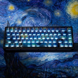 Sternennacht-Transparente Tastenkappen – Komplett durchsichtiges PC-Tastenkappenset mit UV-Druck, OEM-Profil, mechanische Tastatur-Tastenkappen