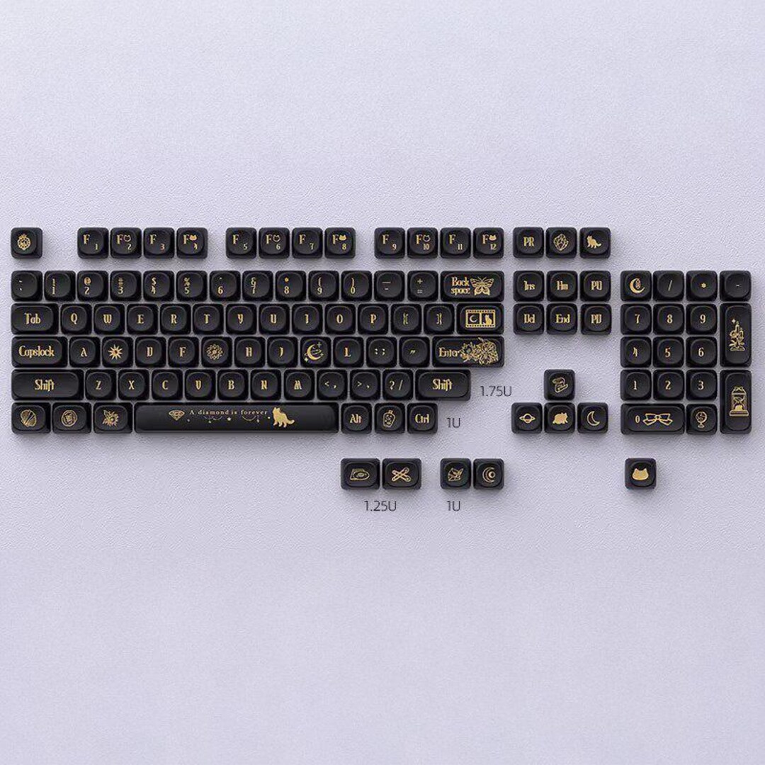 Goth Key Cap Set Black Gold Gothic Aesthetic Keycaps – Luxury Dark Mechanical Keycap Set ...