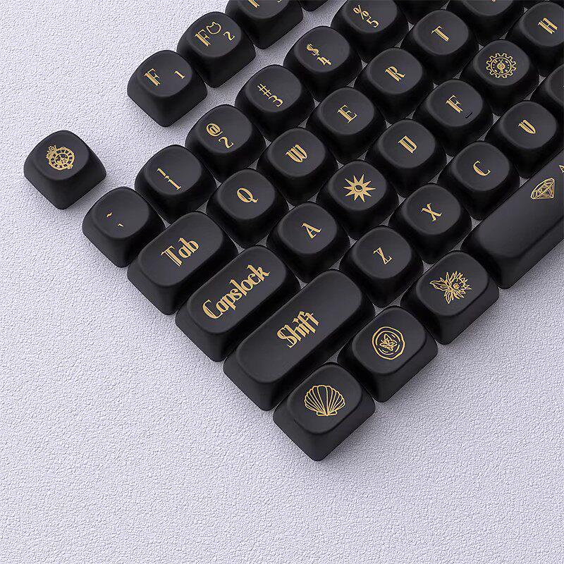 Goth Key Cap Set Black Gold Gothic Aesthetic Keycaps – Luxury Dark Mechanical Keycap Set ...