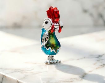 Pandora Silver Charm | Disney Cute Charm | Disney Heihei Charm | Disney Jewelry | Charm Bracelet | Charm Necklace