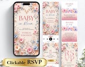 Baby in Bloom RSVP Website Template, Floral Baby Shower Event Website, Editable Canva Baby Invite, Pink Wildflower Baby Shower