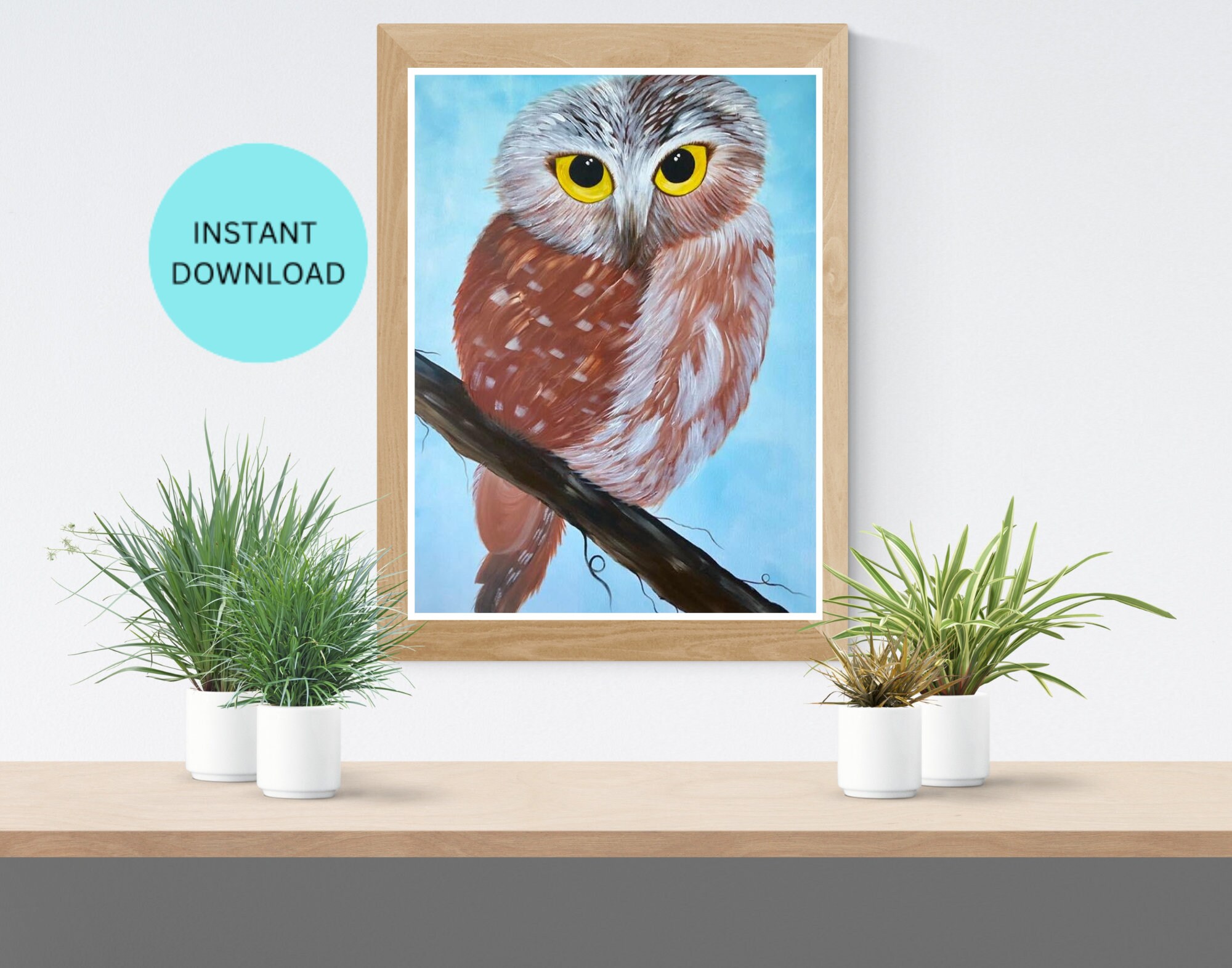 Owl,fine art,print of original painting,Gift idea,hi quality resolution 300 DPI,instant download,mul