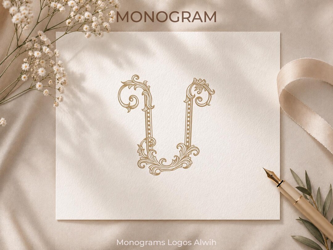 U Monogram Logo, Elegant Initial Monogram, Personal Monogram, Single ...