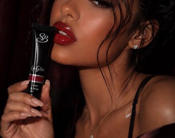 Dark Red Lip Gloss | High Shine Non Sticky Gloss | Deep Cherry Red Lip Gloss | Hydrating Vegan Lip Gloss | The Siren Beauty