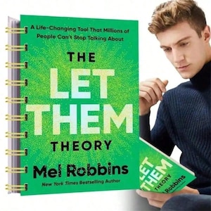 May include: A hardcover book titled "THE LET THEM THEORY" by Mel Robbins. The book has a green cover with white text and a spiral binding. The text on the cover reads "A Life-Changing Tool That Millions of People Can't Stop Talking About".