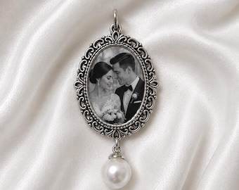 Wedding Bouquet Memorial Photo Silver Pearl