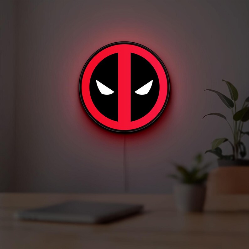 Deadpool Led Deadpool LED Lightbox, Dimmable 3D Wall Art Lamp, Superhero Comic Fan ...