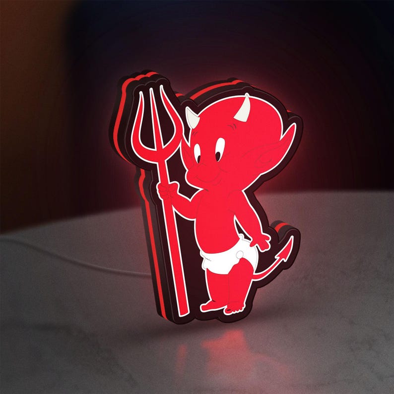 Devil Led Torch Little Devil LED Lightbox, 3D Red Devil Wall Decor, Dimmable Gothic ...