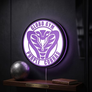 Dodgeball Globo Gym Purple Cobras LED Lightbox, Dimmable Movie Memorabilia Wall Art, Fan Decor