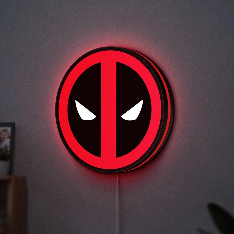 Deadpool Led Deadpool LED Lightbox, Dimmable 3D Wall Art Lamp, Superhero Comic Fan ...